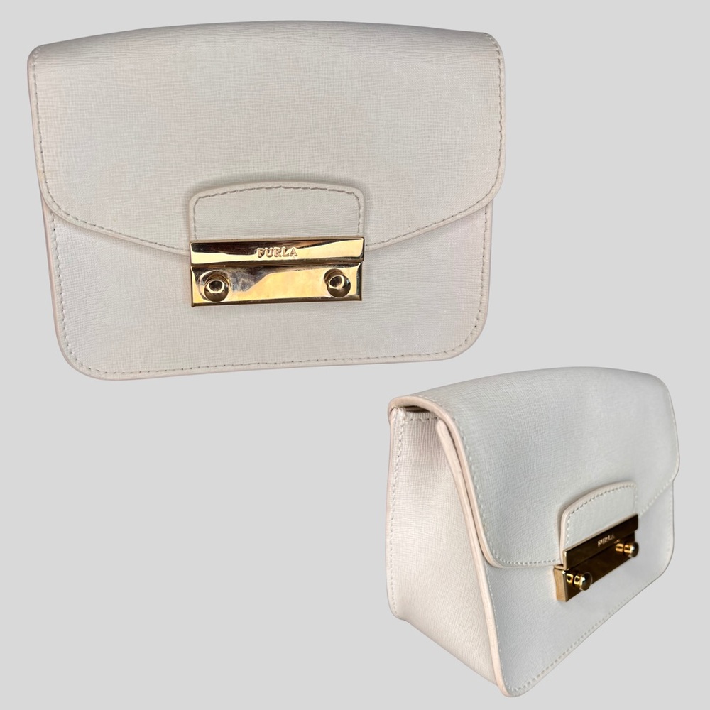 Furla Ivory Clutch with Gold Hardware